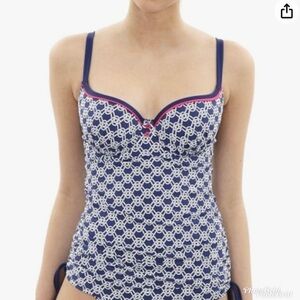 Cleo Lucille molded bra-sized Balconnet tankini navy blue 38DD new with tag